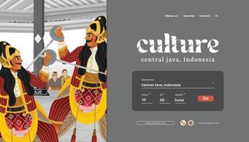 Creative layout idea with Indonesia dancer Beksan Wireng Dance Central Java Illustration vector