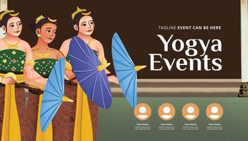 Tourism event layout with indonesian culture central java dancer illustration vector