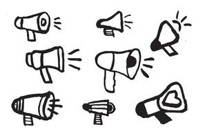 Creative Communication Megaphone Sketches in Vector Doodle Style for Conceptual Design