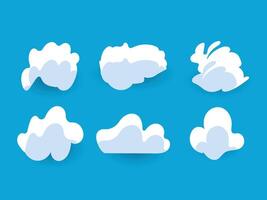 set of cloud icons on blue background vector