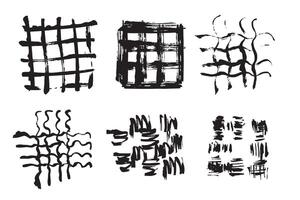 resumen tinta patrones, mano dibujado negro Pinceladas en un blanco lona vector