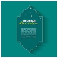 Ramadan Kareem vector illustration Islamic greeting design line mosque with Arabic pattern lantern and calligraphy