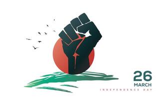independencia día de Bangladesh 26 marzo vector ilustración.shadhinota dibosh en bengali.bangladesh bandera vector ilustración diseño