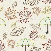 editable contorno estilo vector ilustración de lluvioso otoño que cae hojas sin costura modelo para creando antecedentes y decorativo elemento de naturaleza y temporada relacionado diseño