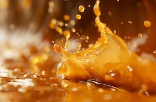 AI generated Golden caramel splash photo