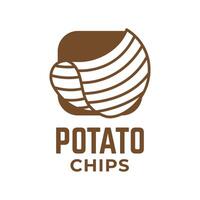 Logo Potato chips, Food and Snack logo with Simple Potato Cartoon, Unique Food, Snack, Chips Business identity Vector Icon isolated on white background