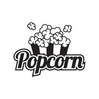 Popcorn logo, label, symbol or sign isolated on white background. Vector illustration of snack for your design.