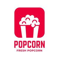 Popcorn logo, label, symbol or sign isolated on white background. Vector illustration of snack for your design.