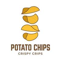 Logo Potato chips, Food and Snack logo with Simple Potato Cartoon, Unique Food, Snack, Chips Business identity Vector Icon isolated on white background