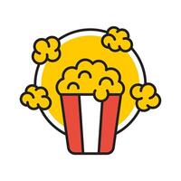 Popcorn logo, label, symbol or sign isolated on white background. Vector illustration of snack for your design.