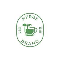 hierbas bebida logo. orgánico bebida taza logo diseño modelo vector