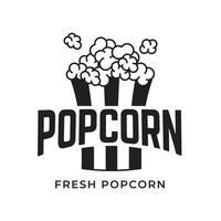 Popcorn logo, label, symbol or sign isolated on white background. Vector illustration of snack for your design.