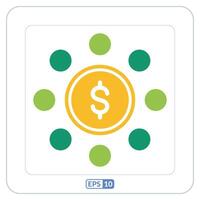 ingresos fuente color plano icono. dinero firmar icono en un blanco antecedentes vector