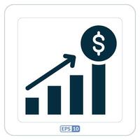 Earnings growth flat icon. Graph with a dollar sign and an arrow vector