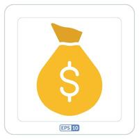 Wealth money color flat icon. Money bag icon symbol vector