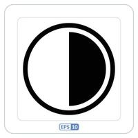 Contrast flat icon. Black and white icon of a half circle vector