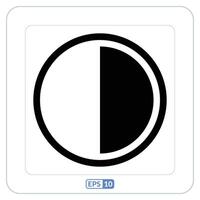 Contrast flat icon. Black and white icon of a half circle vector