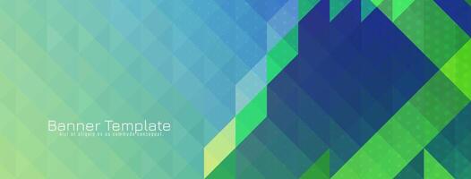 Abstract blue and green triangular pattern mosaic design banner vector