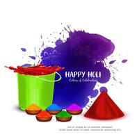 Happy Holi indian cultural festival decorative greeting card design vector