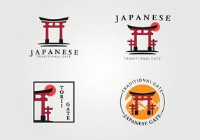 collection of torii gate logo vector vintage illustration design. premium design logo