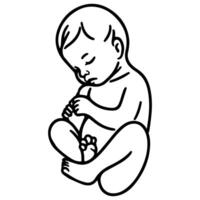 Continuous one black line art hand drawing newborn lying or sleeping doodles outline style vector illustration on white background