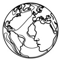 eco tierra planeta icono garabatear negro circulo de globo mundo ambiente día mano dibujar contorno tierra día a reducir global calentamiento crecimiento concepto vector ilustración