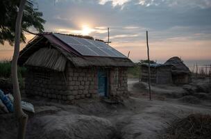 AI generated Traditional house with solar panel photo