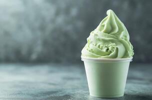 AI generated Swirl of pistachio frozen yogurt photo