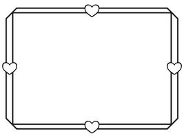 Hand drawn black lines art simple Horizontal heart shape border frame. Doodle sketch style decorative element vector for banner, poster, wedding