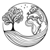 eco earth planet icon doodle black circle of globe world environment day hand draw outline earth day to reduce global warming growth concept vector illustration