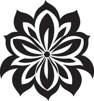 Singular Blossom Mark Black Emblem Detail Artistic Petal Impression Monochrome Style vector