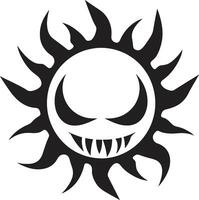 Rampant Solar Flare Angry Sun Emblem Scorched Fury Black Icon of Angry Sun vector