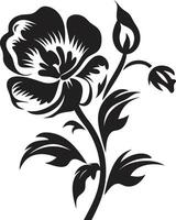 Simple Botanical Framework Monochrome Iconic Symbol Robust Flower Boundary Black Design Sketch vector