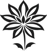 Hand Rendered Bloom Icon Monochrome Emblem Icon Artistic Flower Sketch Hand Drawn Vector Icon