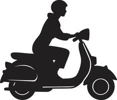 ciudad planeo maven vector monocromo marca scooterista elegancia negro emblemático icono