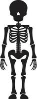 Dynamic Bone Mascot Black Iconic Whimsical Skeletal Pose Full Body vector