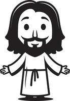 Eternal Light Cute Jesus in Black Logo Sacred Compassion Cartoon Jesus Icon vector