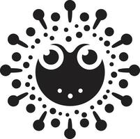 Radiant Pathogen Joy Cute Icon Design Chirpy Virus Wonder Black Vector