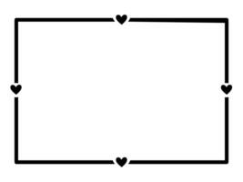 Hand drawn black lines art simple Horizontal heart shape border frame. Doodle sketch style decorative element vector for banner, poster, wedding