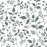 Vector seamless pattern on the theme of nature plants leaves branches spring print green for fabric