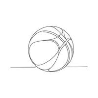 A basketball minimalist one line continuous vector art design isolated on a white background.