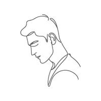 One Line Continuous Art of Handsome Man Portrait. A minimalist coloring page drawing of male face. vector