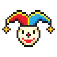 Fool jester in pixel art style vector