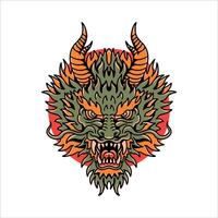 dragon face tattoo vector design