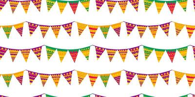 Vector hand drawn hanging garland seamless border in flat style