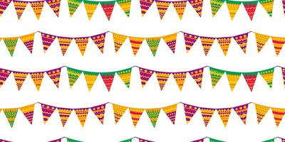 Vector hand drawn hanging garland seamless border in flat style