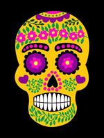 mexican painted skull vector flat style illustration