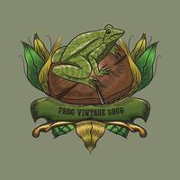 Frog Vintage Logo Vector Illustration Design