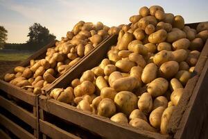 AI generated Ripe potatoes harvest. Generate Ai photo