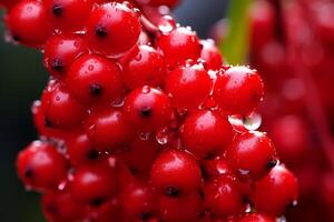 AI generated Vibrant Red berries macro. Generate Ai photo